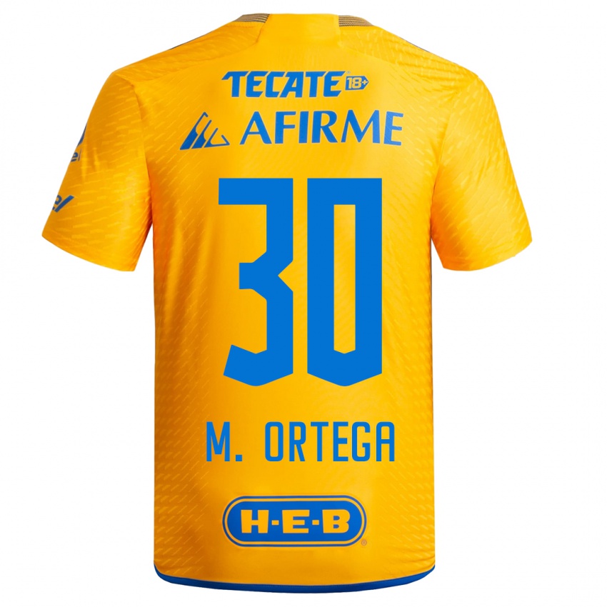 Męski Miguel Ortega #30 Żółty Domowa Koszulka 2023/24 Koszulki Klubowe