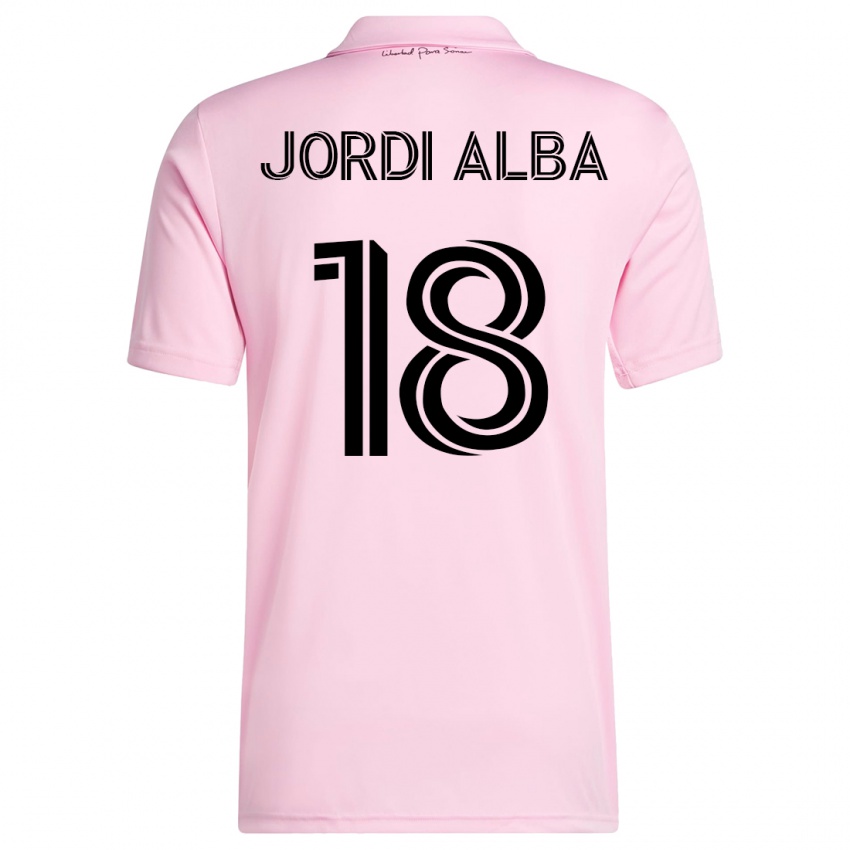 Męski Jordi Alba #18 Różowy Domowa Koszulka 2023/24 Koszulki Klubowe