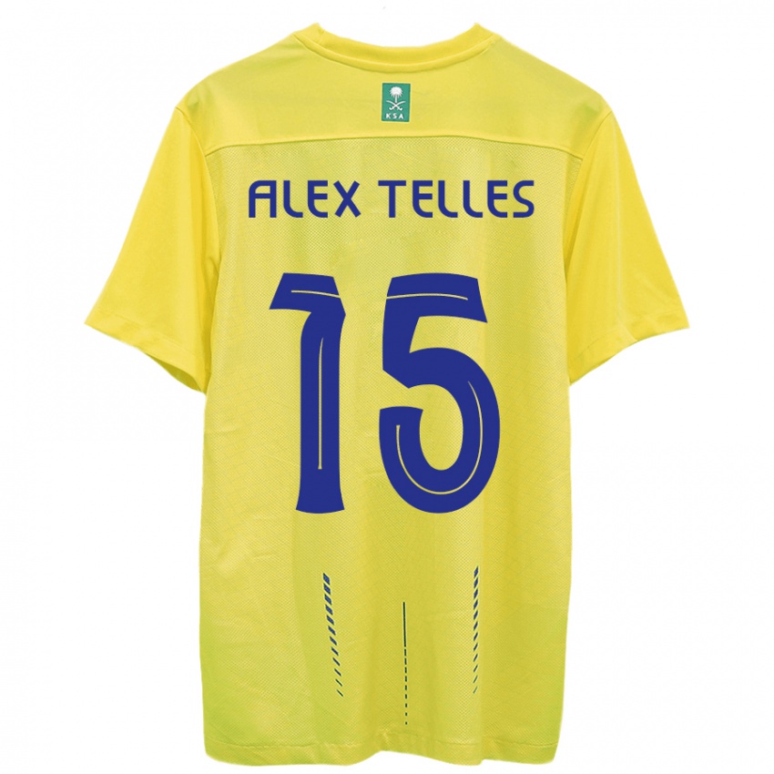 Męski Alex Telles #15 Żółty Domowa Koszulka 2023/24 Koszulki Klubowe