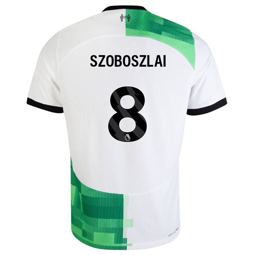 Męski Dominik Szoboszlai #8 Biały Zielony Wyjazdowa Koszulka 2023/24 Koszulki Klubowe