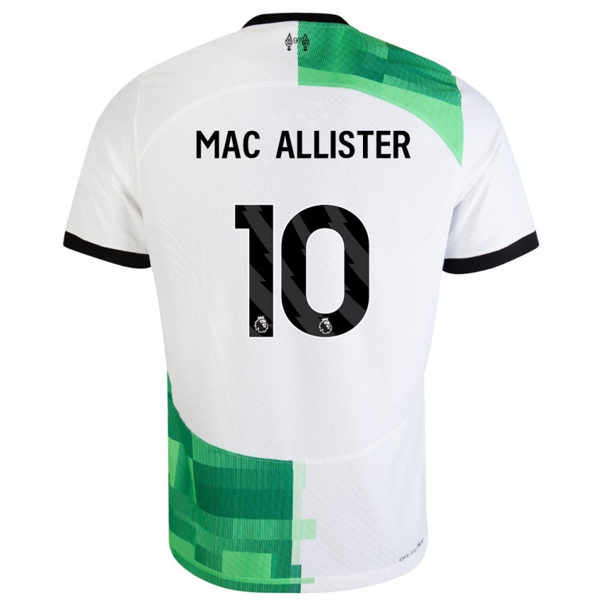 Męski Alexis Mac Allister #10 Biały Zielony Wyjazdowa Koszulka 2023/24 Koszulki Klubowe