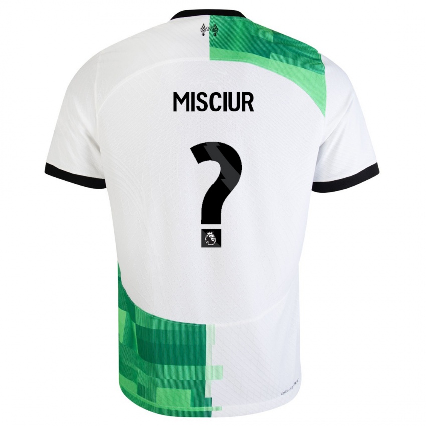 Męski Kornel Misciur #0 Biały Zielony Wyjazdowa Koszulka 2023/24 Koszulki Klubowe