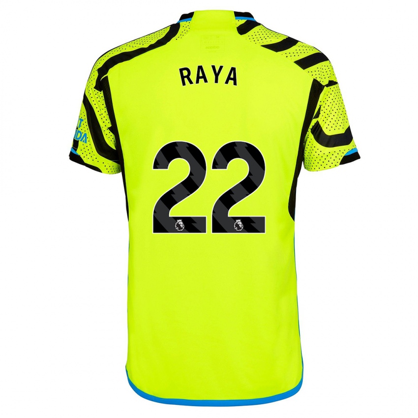Męski David Raya #22 Żółty Wyjazdowa Koszulka 2023/24 Koszulki Klubowe