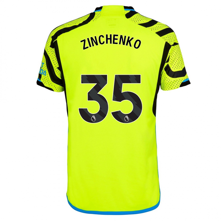 Męski Oleksandr Zinchenko #35 Żółty Wyjazdowa Koszulka 2023/24 Koszulki Klubowe