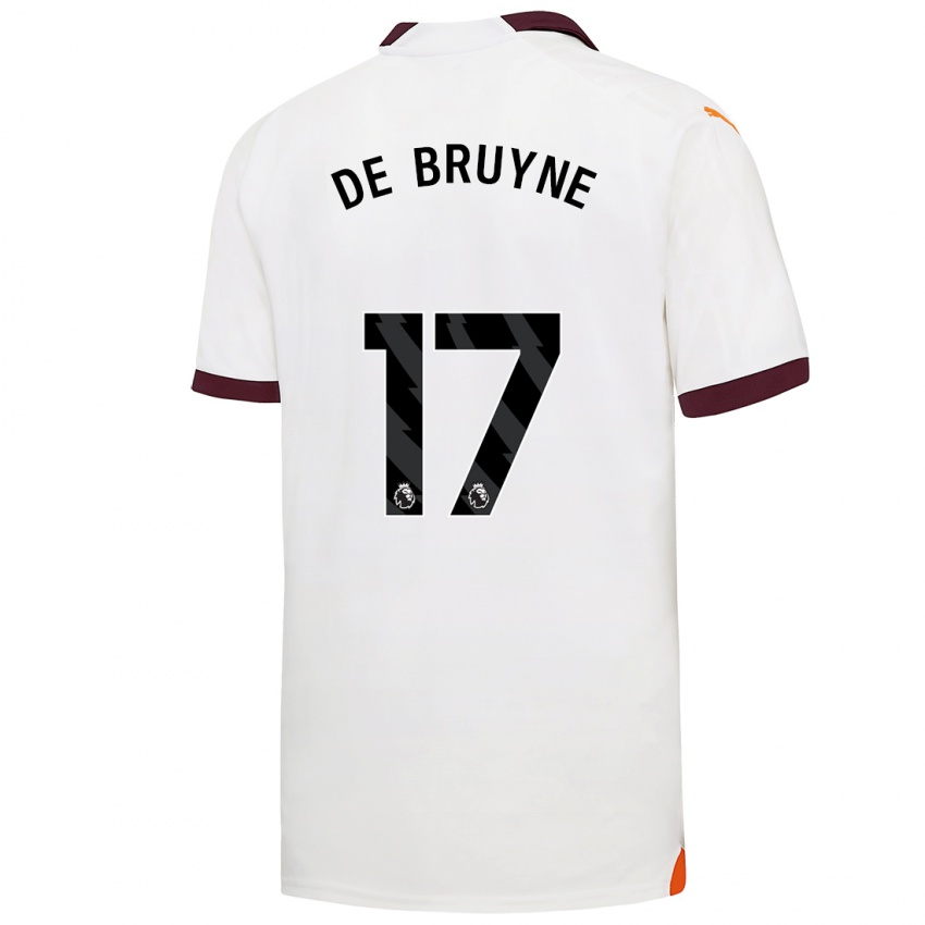 Męski Kevin De Bruyne #17 Biały Wyjazdowa Koszulka 2023/24 Koszulki Klubowe