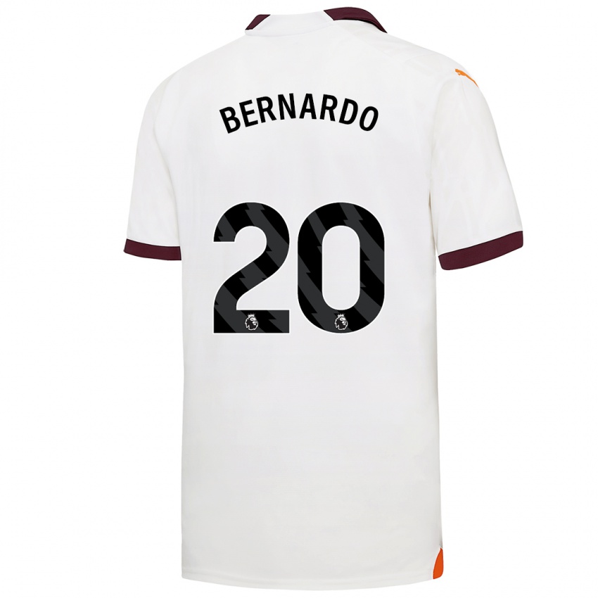 Męski Bernardo Silva #20 Biały Wyjazdowa Koszulka 2023/24 Koszulki Klubowe