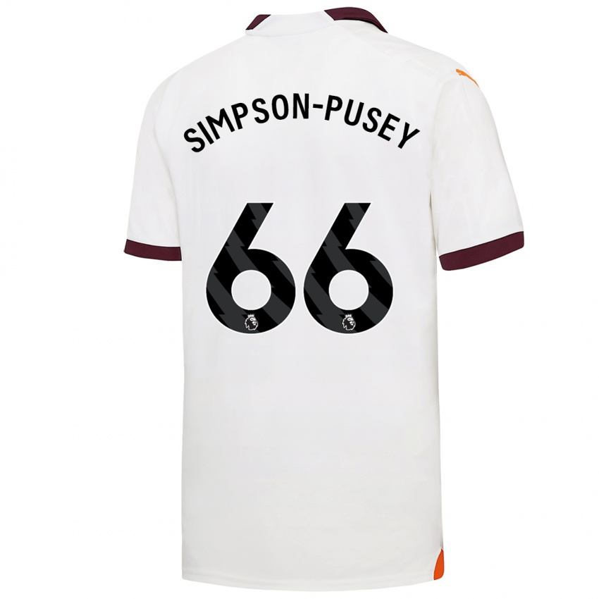 Męski Jahmai Simpson-Pusey #66 Biały Wyjazdowa Koszulka 2023/24 Koszulki Klubowe