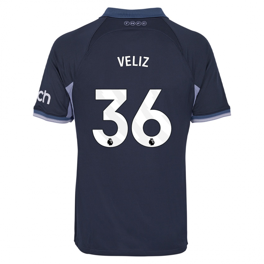 Męski Alejo Véliz #36 Ciemny Niebieski Wyjazdowa Koszulka 2023/24 Koszulki Klubowe