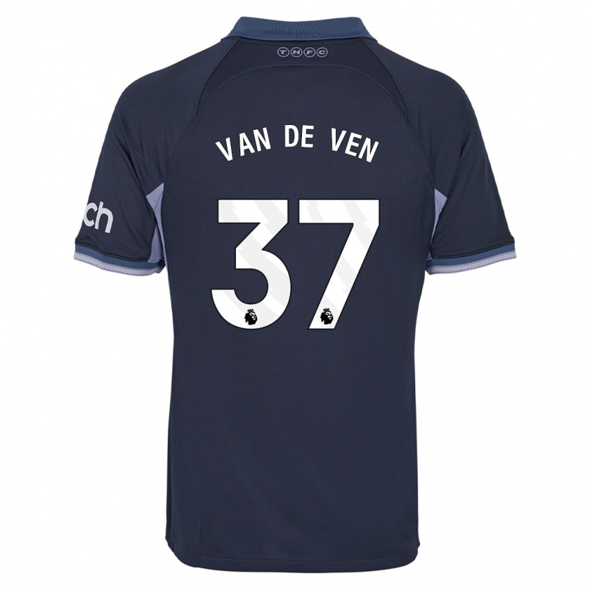 Męski Micky Van De Ven #37 Ciemny Niebieski Wyjazdowa Koszulka 2023/24 Koszulki Klubowe
