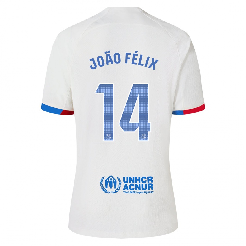 Męski Joao Felix #14 Biały Wyjazdowa Koszulka 2023/24 Koszulki Klubowe