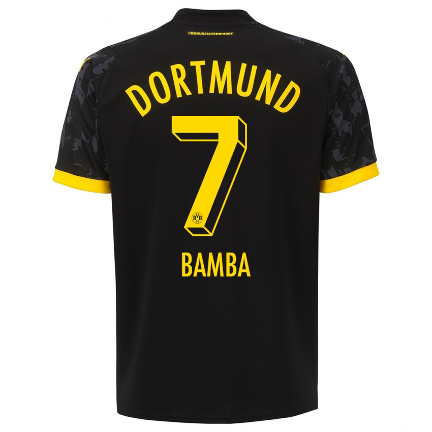 Męski Samuel Bamba #7 Czarny Wyjazdowa Koszulka 2023/24 Koszulki Klubowe
