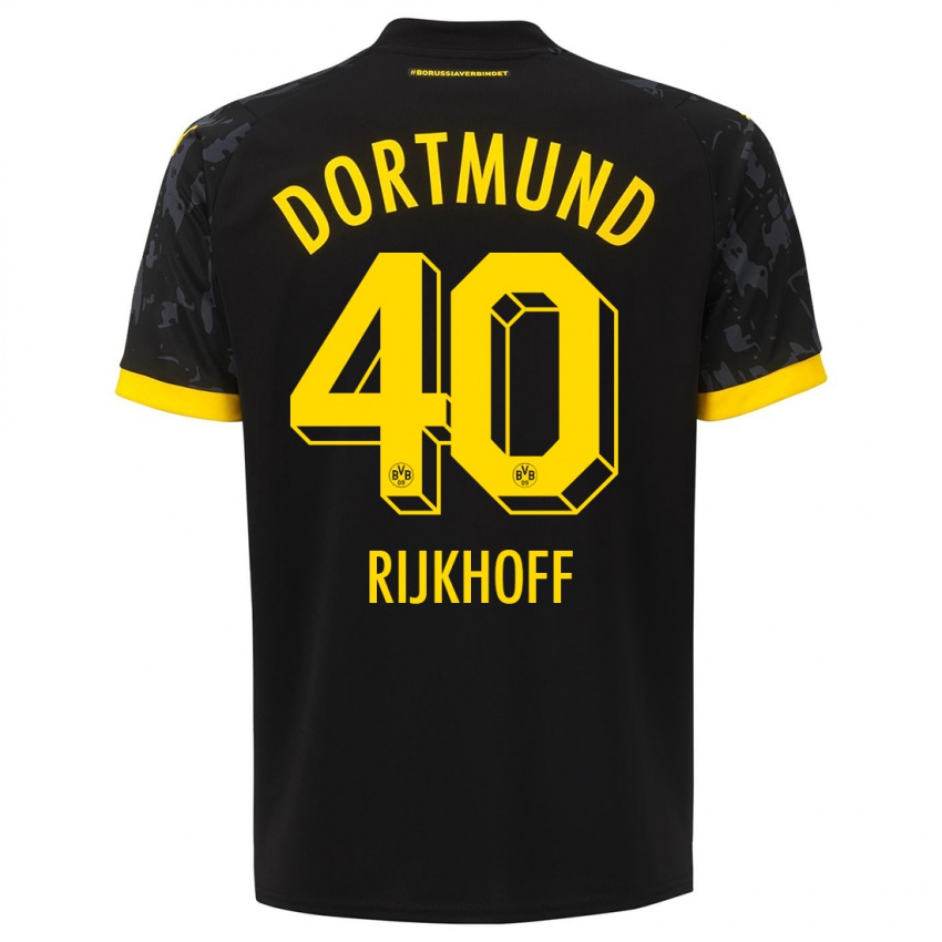 Męski Julian Rijkhoff #40 Czarny Wyjazdowa Koszulka 2023/24 Koszulki Klubowe