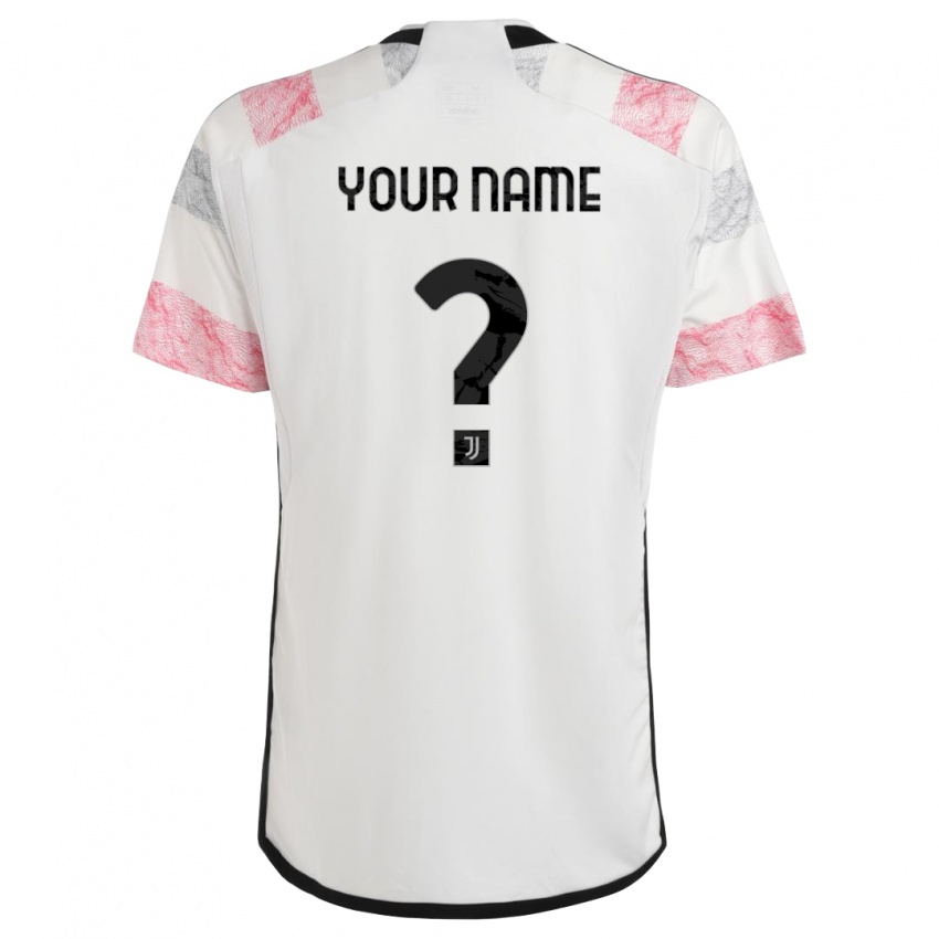 Męski Twoje Imię #0 Biały Różowy Wyjazdowa Koszulka 2023/24 Koszulki Klubowe
