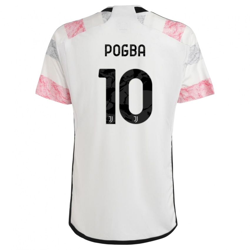 Męski Paul Pogba #10 Biały Różowy Wyjazdowa Koszulka 2023/24 Koszulki Klubowe