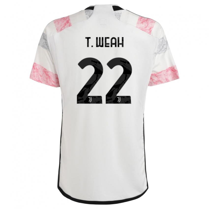 Męski Timothy Weah #22 Biały Różowy Wyjazdowa Koszulka 2023/24 Koszulki Klubowe