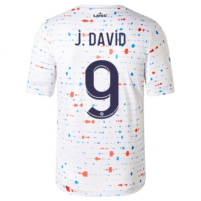 Męski Jonathan David #9 Biały Wyjazdowa Koszulka 2023/24 Koszulki Klubowe