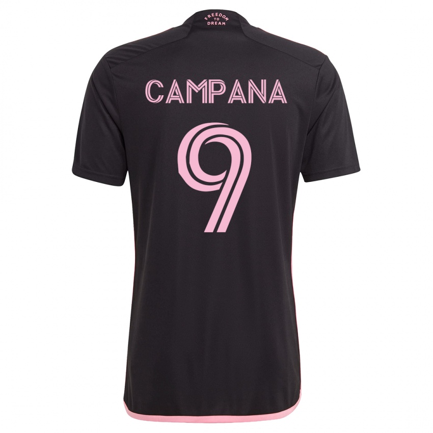 Męski Leonardo Campana #9 Czarny Wyjazdowa Koszulka 2023/24 Koszulki Klubowe