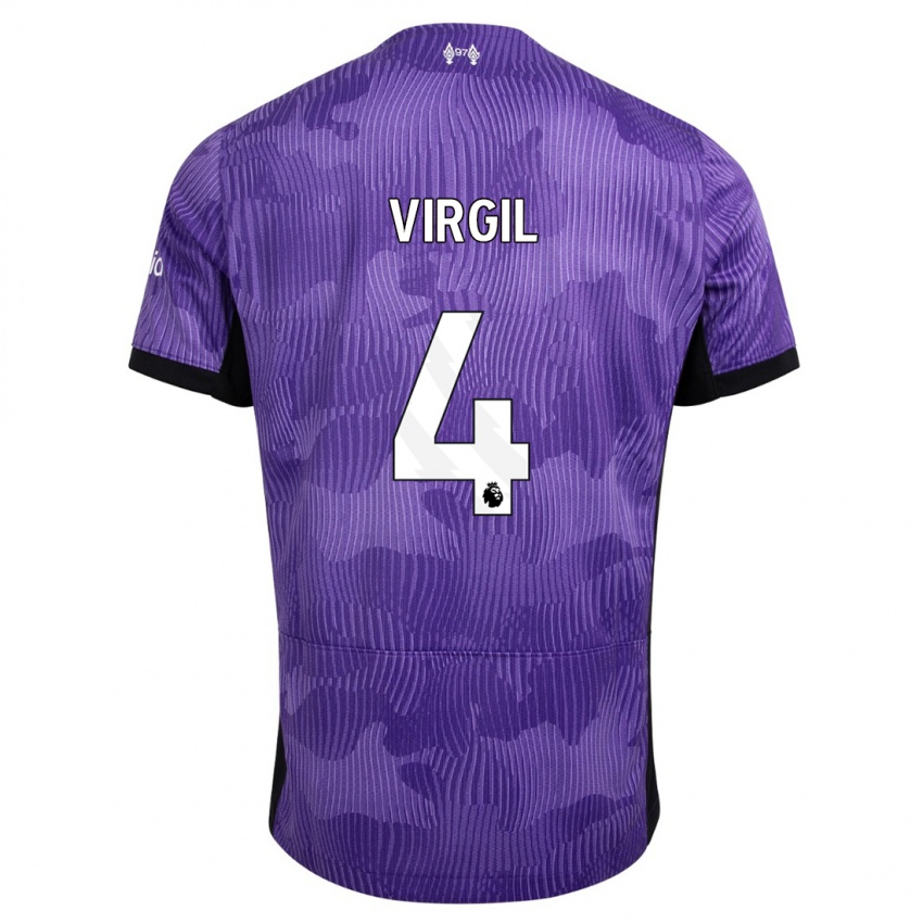 Męski Virgil Van Dijk #4 Fioletowy Trzeci Komplet Koszulka 2023/24 Koszulki Klubowe