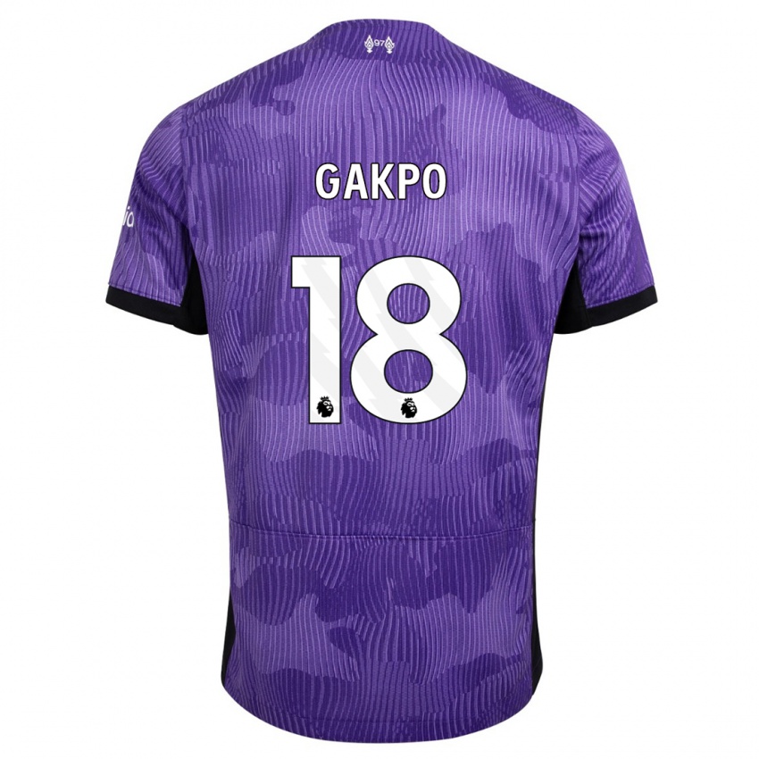 Męski Cody Gakpo #18 Fioletowy Trzeci Komplet Koszulka 2023/24 Koszulki Klubowe