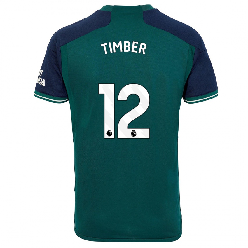 Męski Jurrien Timber #12 Zielony Trzeci Komplet Koszulka 2023/24 Koszulki Klubowe