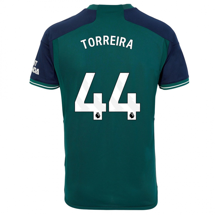 Męski Lucas Torreira #44 Zielony Trzeci Komplet Koszulka 2023/24 Koszulki Klubowe