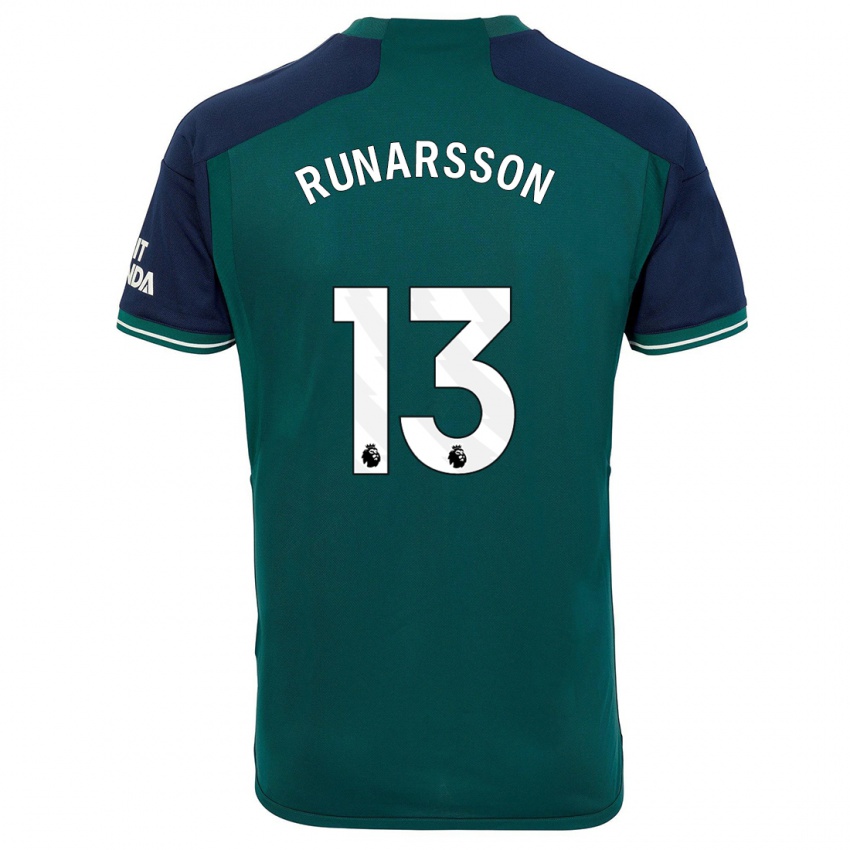 Męski Runar Alex Runarsson #13 Zielony Trzeci Komplet Koszulka 2023/24 Koszulki Klubowe