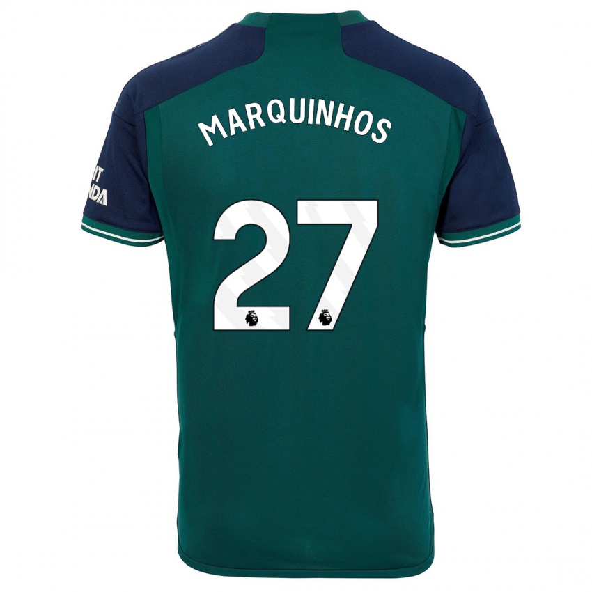 Męski Marquinhos #27 Zielony Trzeci Komplet Koszulka 2023/24 Koszulki Klubowe