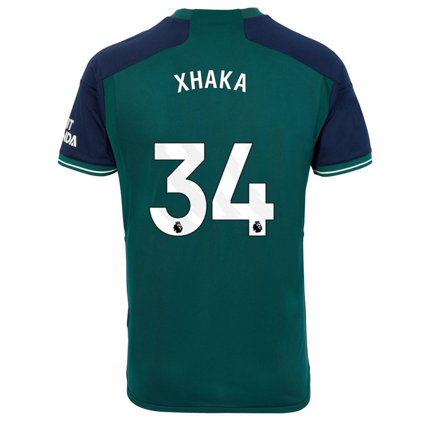 Męski Granit Xhaka #34 Zielony Trzeci Komplet Koszulka 2023/24 Koszulki Klubowe