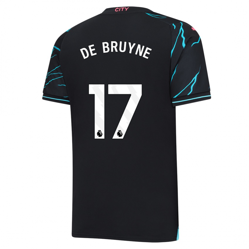 Męski Kevin De Bruyne #17 Ciemny Niebieski Trzeci Komplet Koszulka 2023/24 Koszulki Klubowe