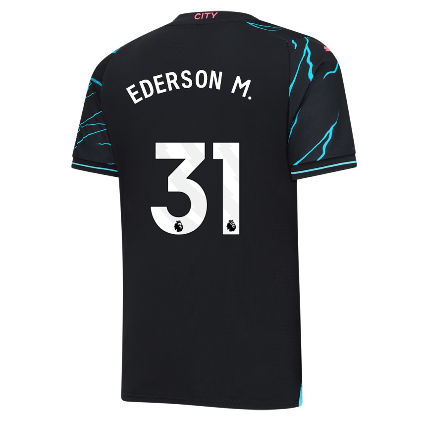 Męski Ederson Moraes #31 Ciemny Niebieski Trzeci Komplet Koszulka 2023/24 Koszulki Klubowe