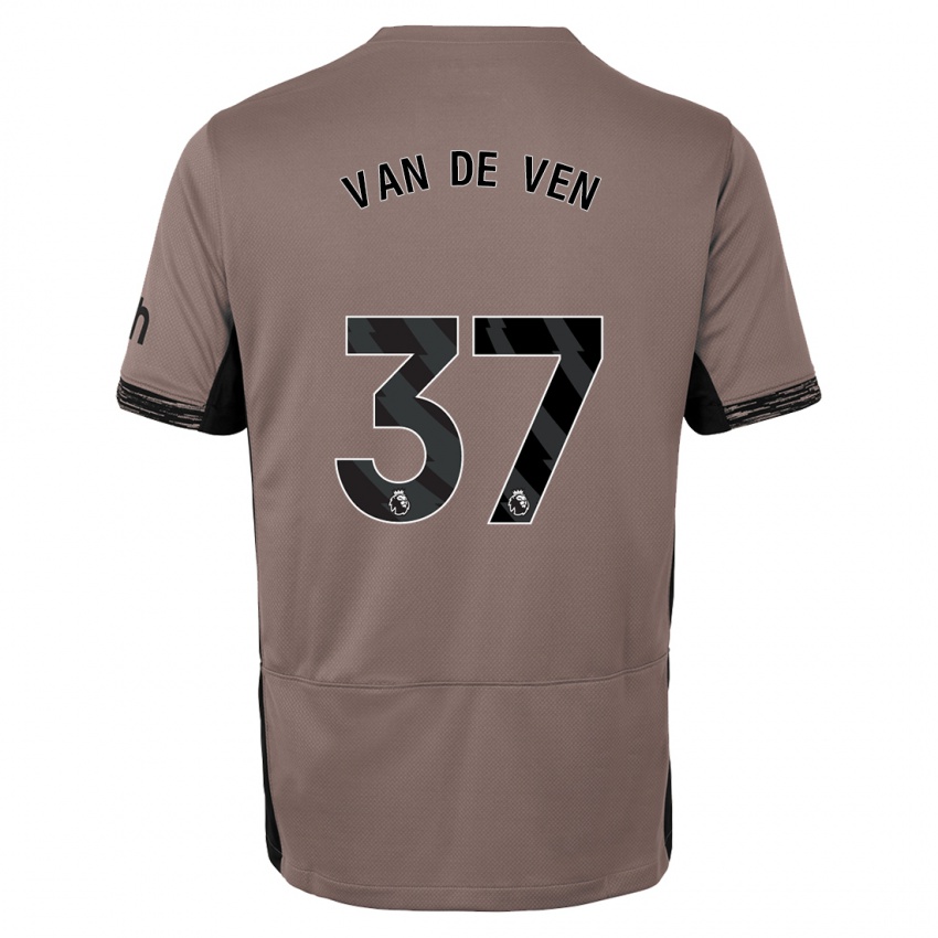 Męski Micky Van De Ven #37 Ciemny Beż Trzeci Komplet Koszulka 2023/24 Koszulki Klubowe