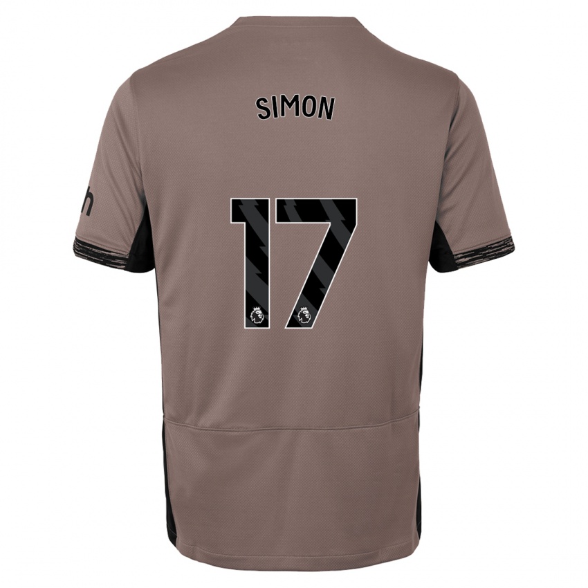 Męski Kyah Simon #17 Ciemny Beż Trzeci Komplet Koszulka 2023/24 Koszulki Klubowe