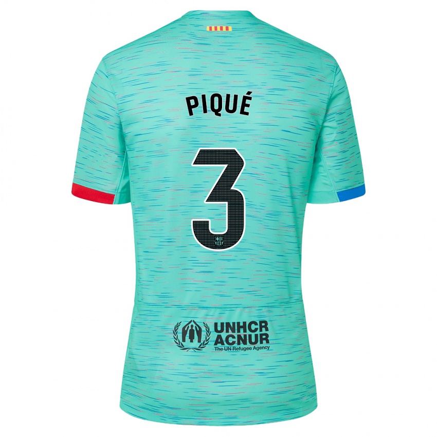 Męski Gerard Pique #3 Lekka Aqua Trzeci Komplet Koszulka 2023/24 Koszulki Klubowe