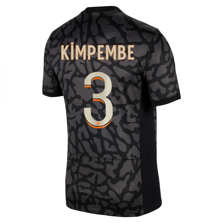 Męski Presnel Kimpembe #3 Czarny Trzeci Komplet Koszulka 2023/24 Koszulki Klubowe