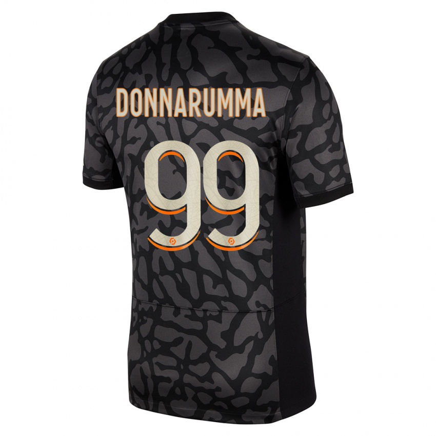 Męski Gianluigi Donnarumma #99 Czarny Trzeci Komplet Koszulka 2023/24 Koszulki Klubowe