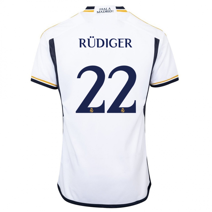 Kobiety Antonio Rudiger #22 Biały Domowa Koszulka 2023/24 Koszulki Klubowe