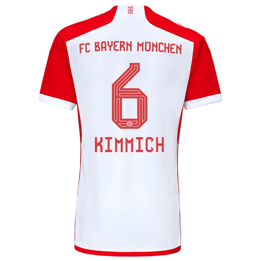 Kobiety Joshua Kimmich #6 Czerwony Biały Domowa Koszulka 2023/24 Koszulki Klubowe