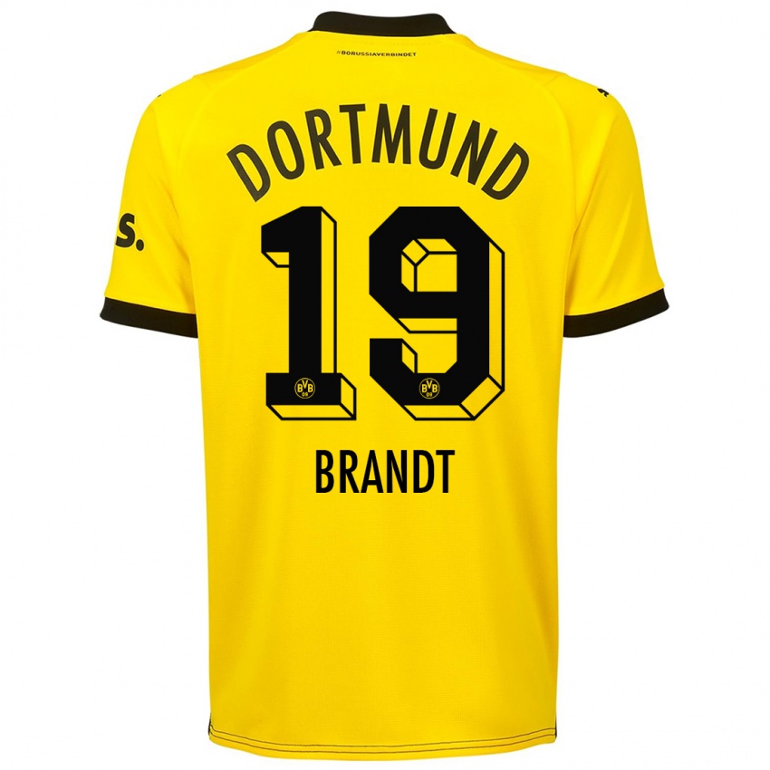 Kobiety Julian Brandt #19 Żółty Domowa Koszulka 2023/24 Koszulki Klubowe