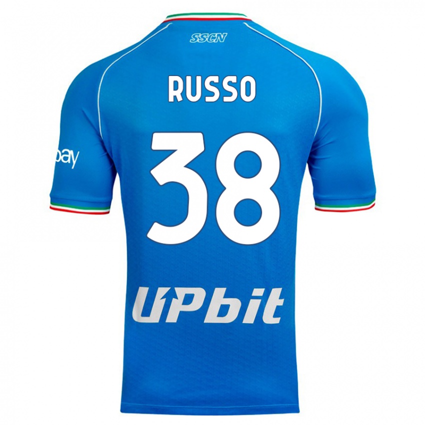 Kobiety Lorenzo Russo #38 Niebieskie Niebo Domowa Koszulka 2023/24 Koszulki Klubowe