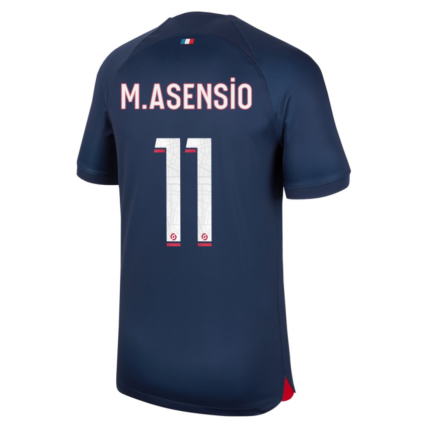 Kobiety Marco Asensio #11 Niebieski Czerwony Domowa Koszulka 2023/24 Koszulki Klubowe