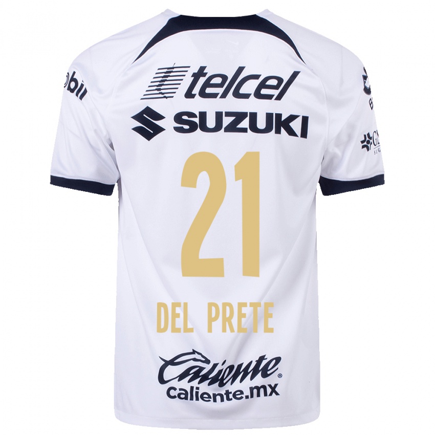 Kobiety Gustavo Del Prete #21 Biały Domowa Koszulka 2023/24 Koszulki Klubowe