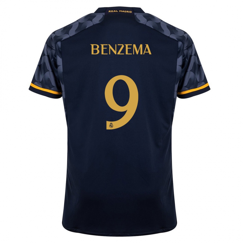 Kobiety Karim Benzema #9 Ciemny Niebieski Wyjazdowa Koszulka 2023/24 Koszulki Klubowe