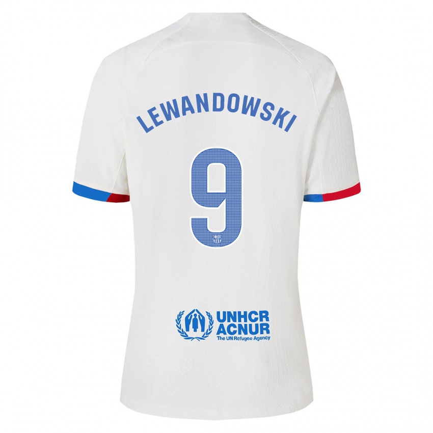 Kobiety Robert Lewandowski #9 Biały Wyjazdowa Koszulka 2023/24 Koszulki Klubowe