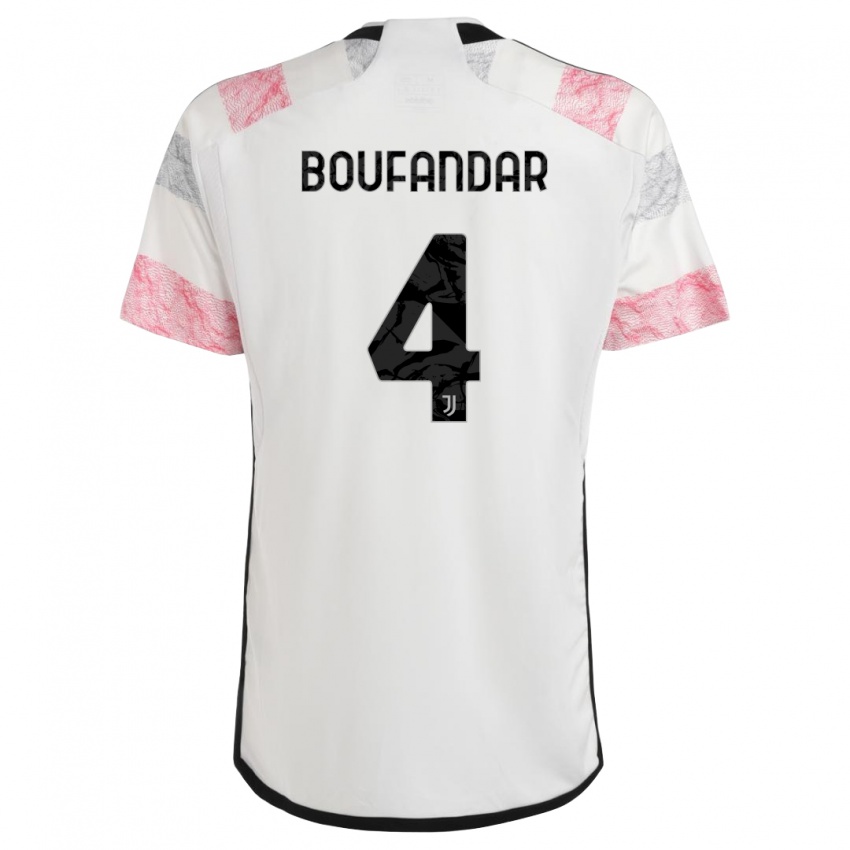 Kobiety Adam Boufandar #4 Biały Różowy Wyjazdowa Koszulka 2023/24 Koszulki Klubowe