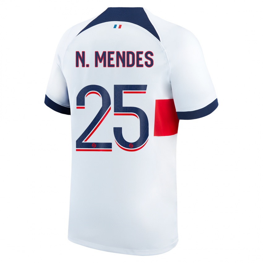 Kobiety Nuno Mendes #25 Biały Wyjazdowa Koszulka 2023/24 Koszulki Klubowe