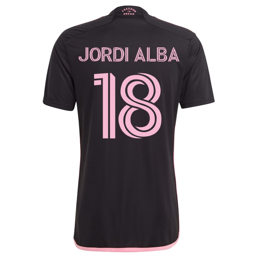 Kobiety Jordi Alba #18 Czarny Wyjazdowa Koszulka 2023/24 Koszulki Klubowe