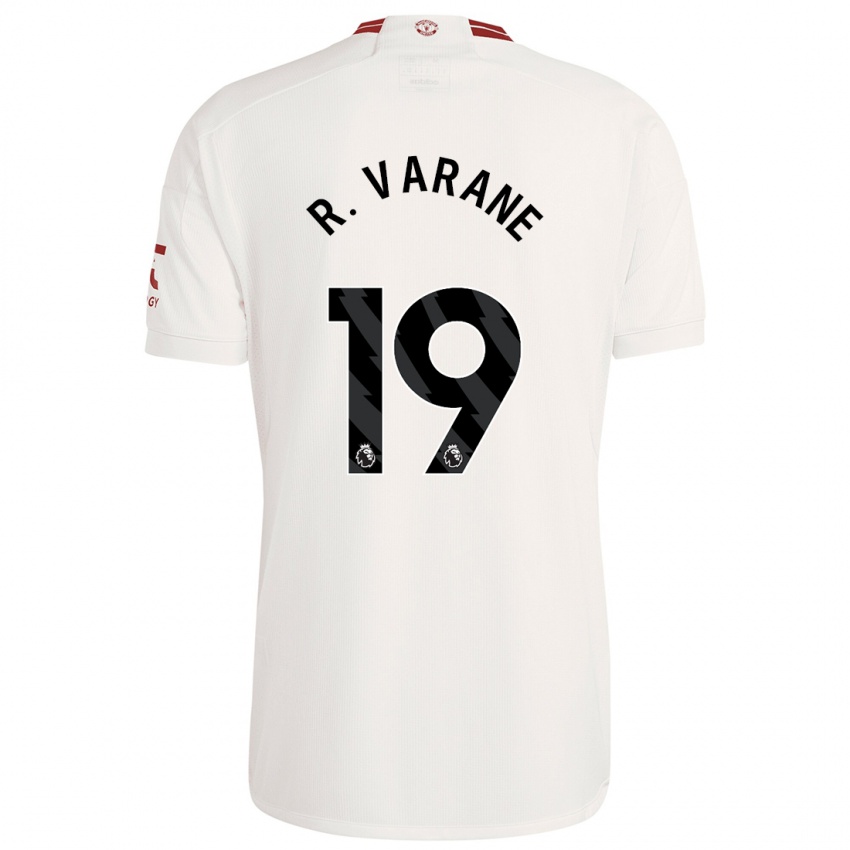 Kobiety Raphael Varane #19 Biały Trzeci Komplet Koszulka 2023/24 Koszulki Klubowe