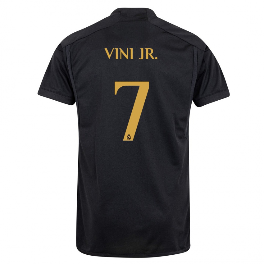 Kobiety Vinicius Junior #7 Czarny Trzeci Komplet Koszulka 2023/24 Koszulki Klubowe