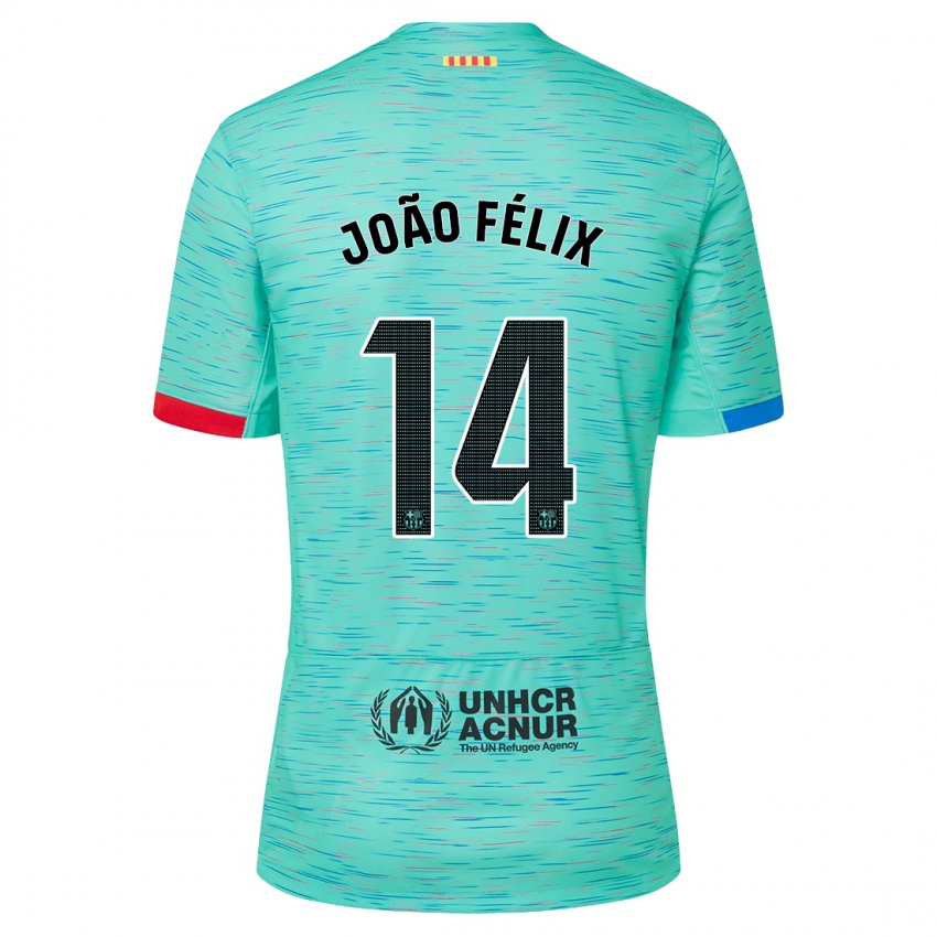 Kobiety Joao Felix #14 Lekka Aqua Trzeci Komplet Koszulka 2023/24 Koszulki Klubowe