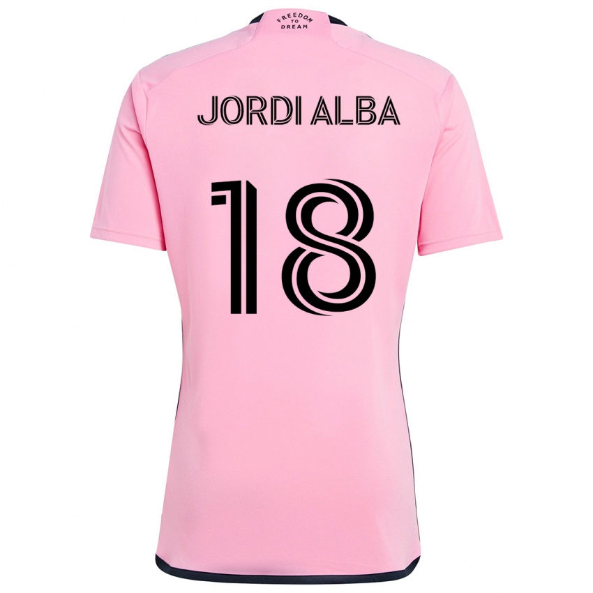 Dzieci Jordi Alba #18 Różowy Domowa Koszulka 2024/25 Koszulki Klubowe